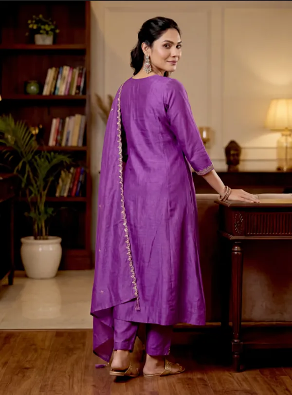 Purple_Vichitra_Silk_Kurti_With_Pant_And_Dupatta_Set_For_Women
