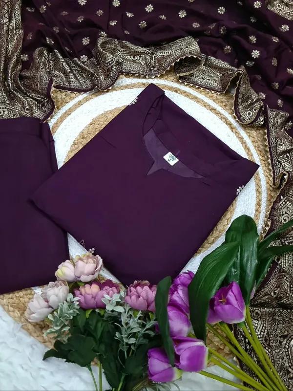 Purple_Chanderi_Silk_Kurti_With_Pant_And_Dupatta_Set_For_Women
