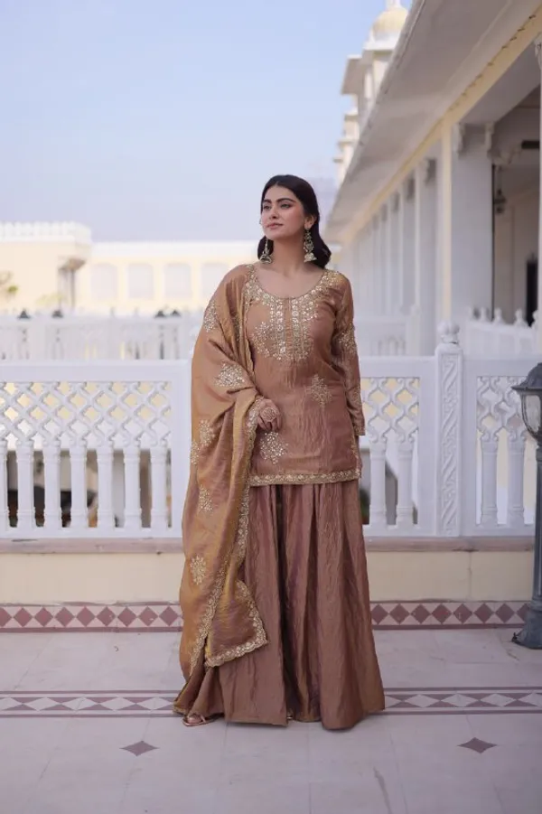 Golden_Fendi_Crush_With_Zari_Sequins_Embroidered_Work_Sharara_Set_For_Women