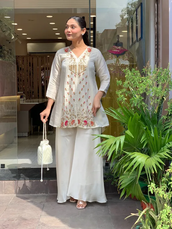 Multicolour_Crepe_Silk_Kurti_With_Pant_Set_For_Women