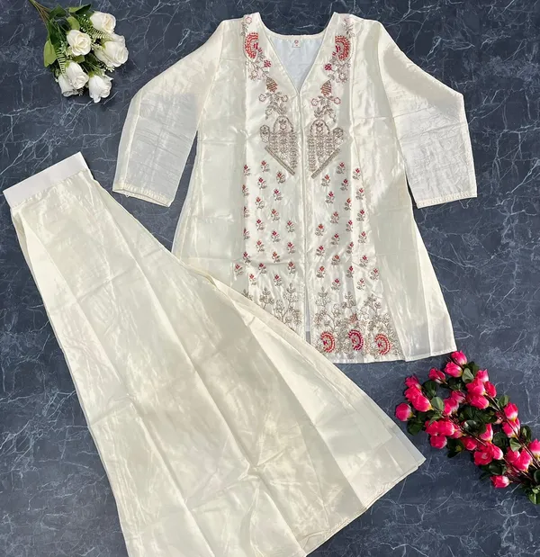 Multicolour_Crepe_Silk_Kurti_With_Pant_Set_For_Women
