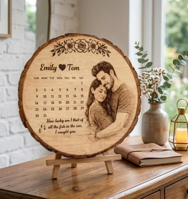 Personalized_Wooden_Photo_Calendar_With_Stand_Engraved_Couple_Portrait_&_Quote
