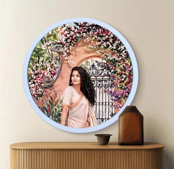 Customized_Portrait_Plate_With_Floral_Garden_Design