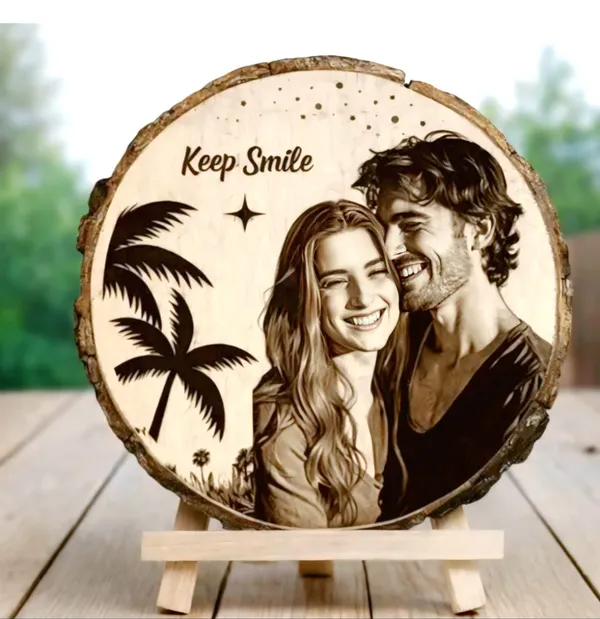 Personalized_Wooden_Photo_Plaque_With_Stand_Keep_Smile_Engraved_Couple_Portrait