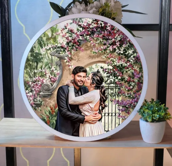 Customized_Portrait_Plate_With_Floral_Garden_Design