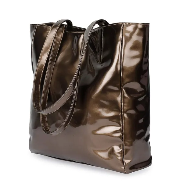 Golden_Brown_Pu_Leather_Laptop_Tote_Bag_For_Women