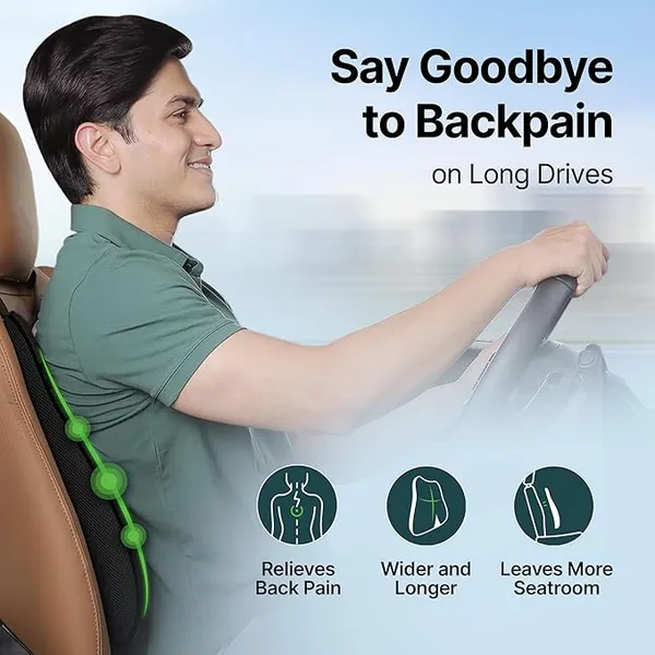 NEERA_Foam_Car_Backrest_Cushion_for_Lumbar_Support_&_Back_Pain_Relief_While_Driving_|_Orthopedic_Car_Seat_Cushion_for_Comfortable_Long_Rides_|_Complete_Spine_Alignment_|_Extra_Leg-Room_Design_|_Black