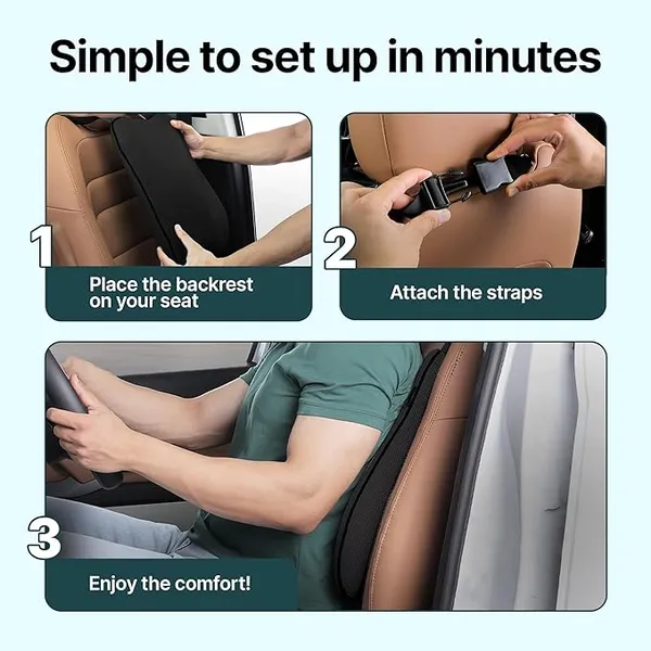 NEERA_Foam_Car_Backrest_Cushion_for_Lumbar_Support_&_Back_Pain_Relief_While_Driving_|_Orthopedic_Car_Seat_Cushion_for_Comfortable_Long_Rides_|_Complete_Spine_Alignment_|_Extra_Leg-Room_Design_|_Black