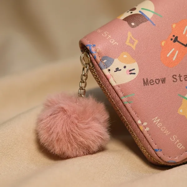Cute_Cat-Themed_Pink_Coin_Purse_With_Pom-Pom_Keychain_Buy_1_Get_1_Free_Colour_May_Be_Varey