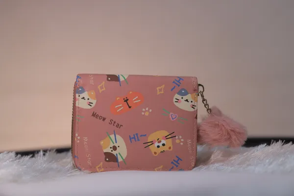 Cute_Cat-Themed_Pink_Coin_Purse_With_Pom-Pom_Keychain_Buy_1_Get_1_Free_Colour_May_Be_Varey