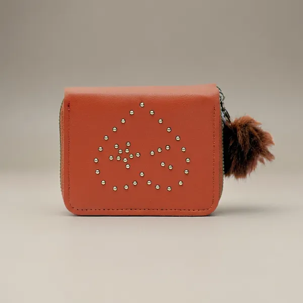 Studded_Leather_Wallet_With_Pom-Pom_-_Rust_Orange._Buy_1_Get_1_Free_Colour_May_Be_Varey