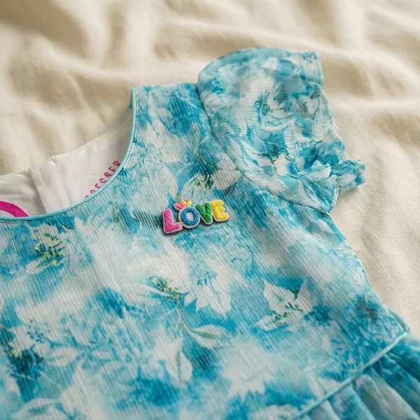 Blue_Tie_Dye_Print_Ruffle_Sleeve_Dress_For_Girls