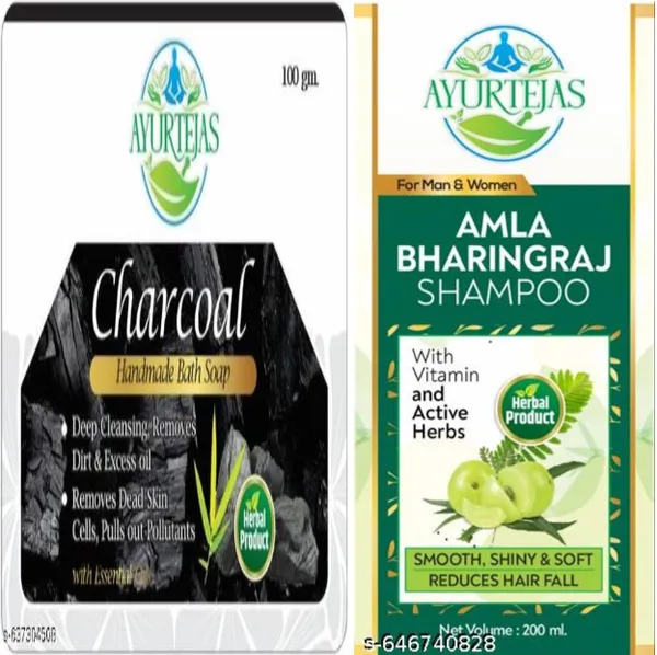 Combo_of_2_-_Amla_Bhringraj_Shampoo_Nourishing_Natural_Formula_For_Smooth_Soft_Hair_&_Herbal_Charcoal_Soap_Deep_Cleansing_Fights_Acne_Blackheads_
