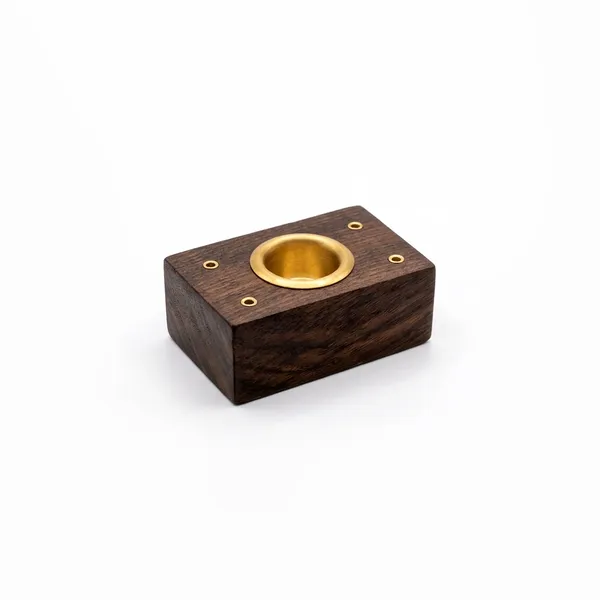 Brown_And_Golden_Handcrafted_Wooden_With_Brass_Insert_Dark_Walnut_Finish_Pen_Holder