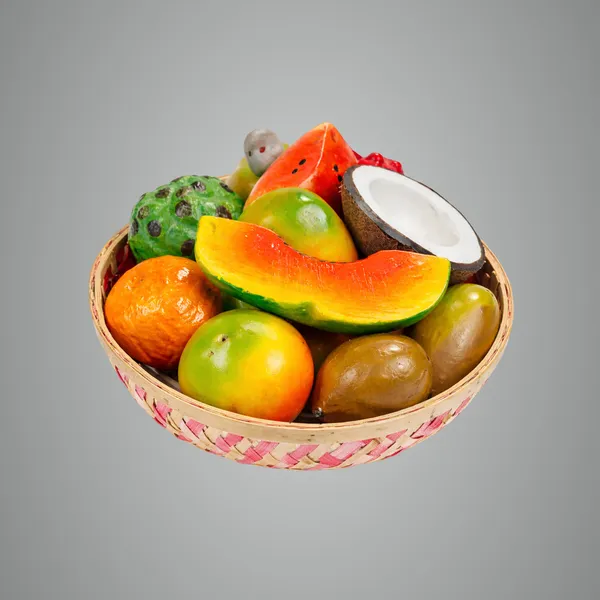 Multicolor__Handcrafted_Wooden_With_Articulated_Body_Crocodile_Figurine_Toy_and_Realistic_Tropical_Display_Artificial_Fruit_Basket_(Pack_of_2)