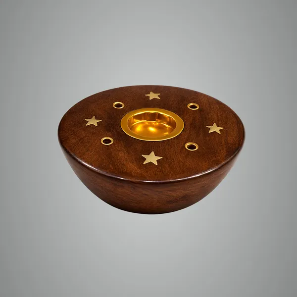 Brown_And_Golden_Wooden_With_Brass_Inlay_Round_Bowl_Design_With_Star_Pattern_Incense_Holder_and_Woven_Basket_Bullock_Cart_Miniature_(Pack_of_2)