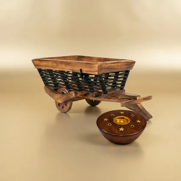 Brown_And_Golden_Wooden_With_Brass_Inlay_Round_Bowl_Design_With_Star_Pattern_Incense_Holder_and_Woven_Basket_Bullock_Cart_Miniature_(Pack_of_2)