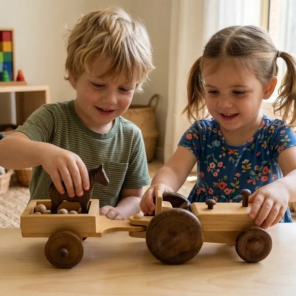 Handcrafted_Natural_Wooden_Tractor_and_Trailer_Set