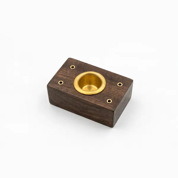 Brown_And_Golden_Handcrafted_Wooden_With_Brass_Insert_Dark_Walnut_Finish_Pen_Holder