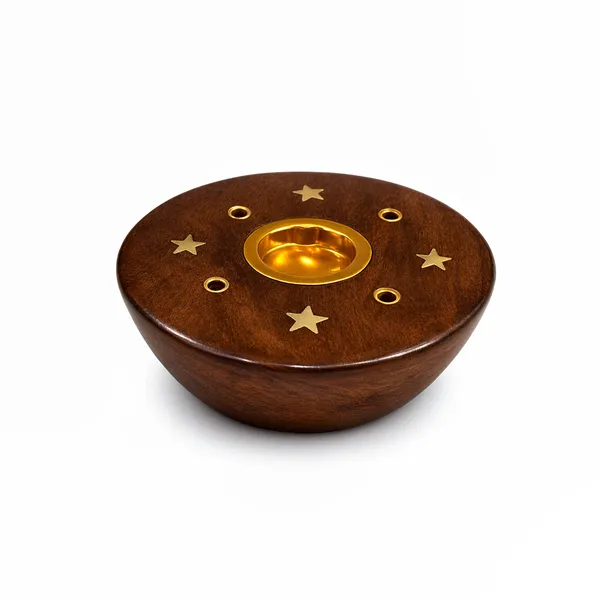 Brown_And_Golden_Wooden_With_Brass_Inlay_Round_Bowl_Design_With_Star_Pattern_Incense_Holder