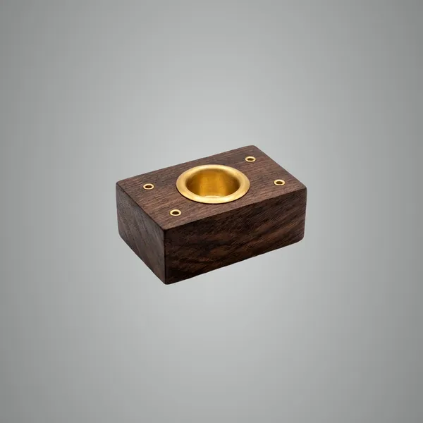 Brown_And_Golden_Handcrafted_Wooden_With_Brass_Insert_Dark_Walnut_Finish_Pen_Holder