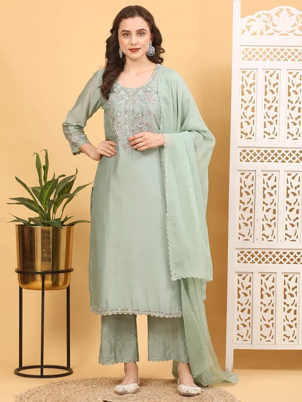 Green_3_Piece_Chanderi_Silk_Stitched_Suit_For_Women