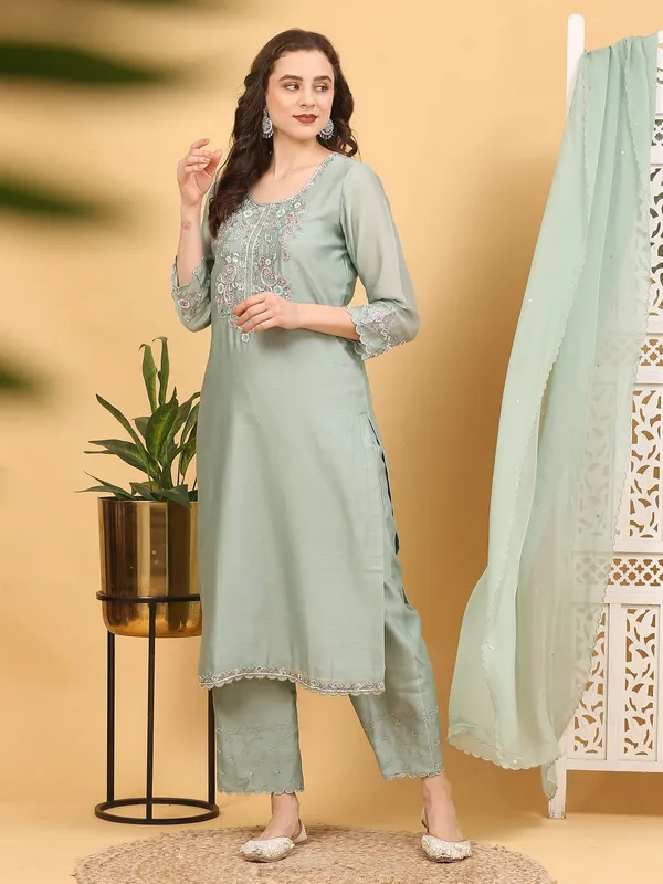 Green_3_Piece_Chanderi_Silk_Stitched_Suit_For_Women