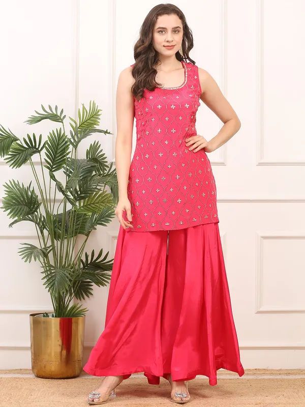 Red_3_Piece_Crepe_Silk_Stitched_Suit_For_Women