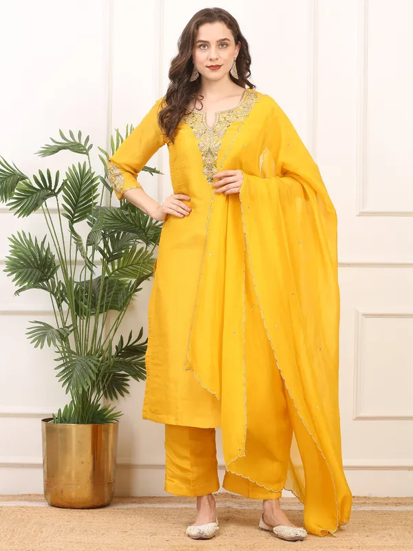 Yellow_Elegant_Festive_Ethnic_Ensemble_3_Piece_Shimmer_Silk_Stitched_Suit_For_Women