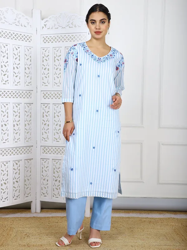 Blue_3_Piece_Sky_Cotton_Suit_Set_With_3D_Embroidery_Work_For_Women