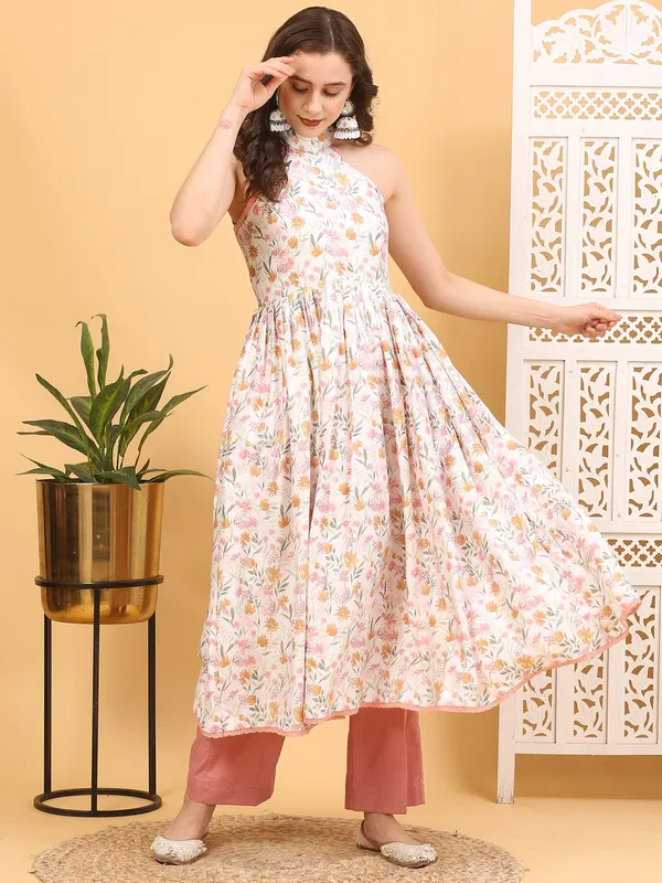 White_Floral_Satin_Silk_Halter_Neck_Anarkali_Kurta_Set_For_Women