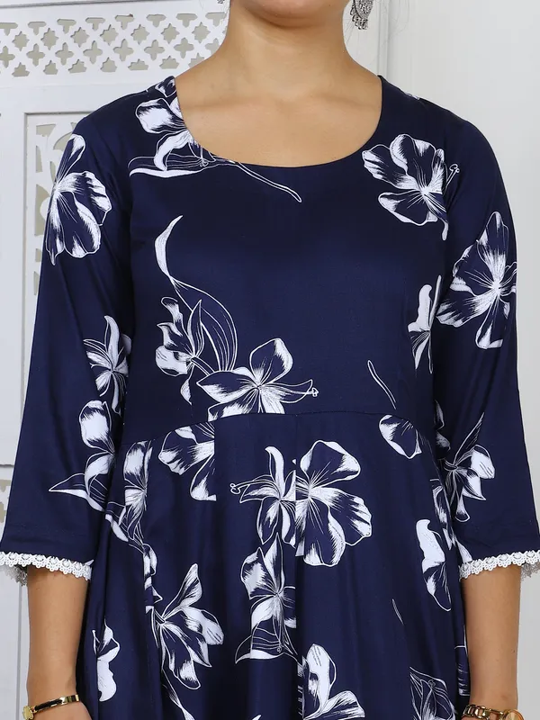Blue_With_Floral_Print_Cotton_Maxi_Dress_For_Women