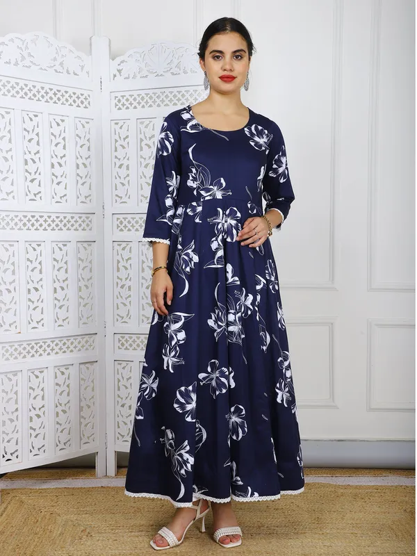 Blue_With_Floral_Print_Cotton_Maxi_Dress_For_Women