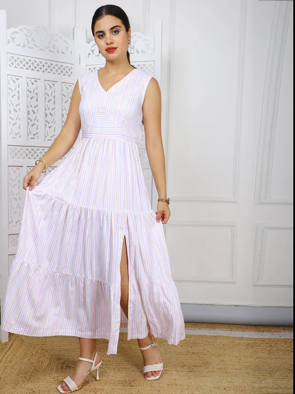 White_Premium_Cotton_Maxi_Dress_With_Side_Slit_For_Women