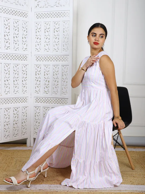 White_Premium_Cotton_Maxi_Dress_With_Side_Slit_For_Women