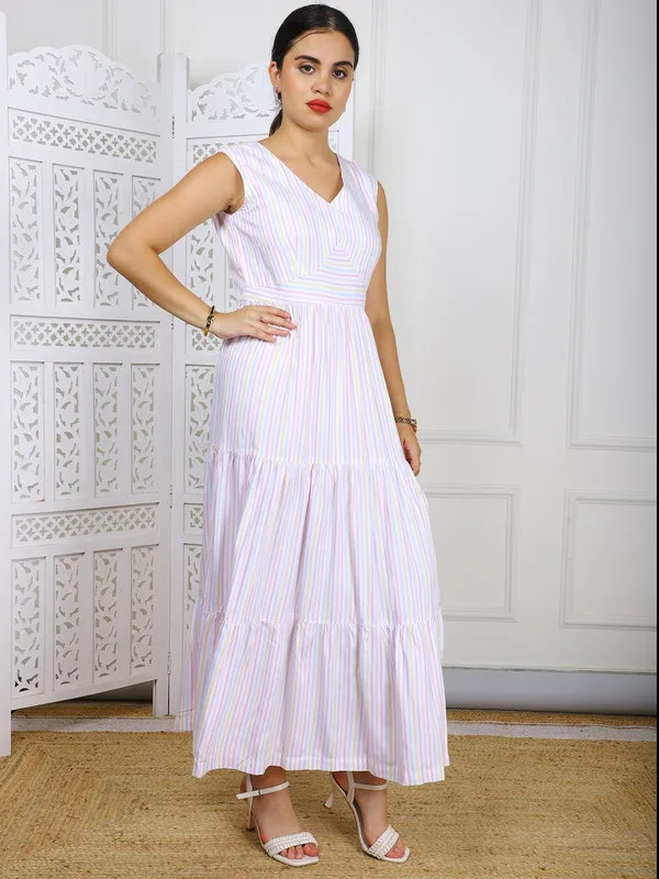 White_Premium_Cotton_Maxi_Dress_With_Side_Slit_For_Women