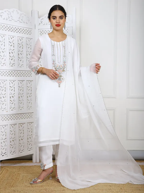 White_Premium_Organza_Stitched_Suit_For_Women