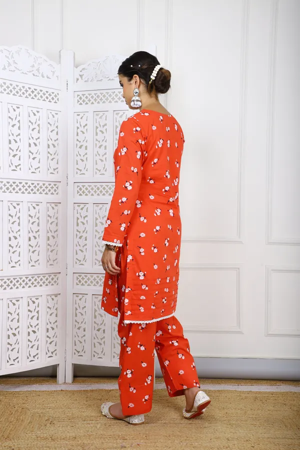 Orange_Floral_Cotton_Kurta_With_Farsi_Salwar_For_Women
