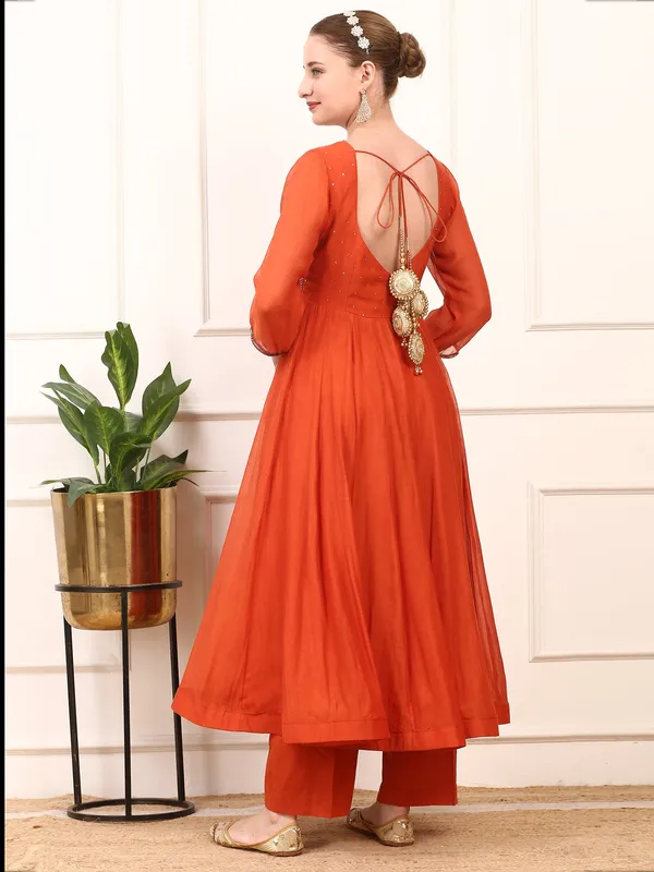 Rust_Orange_Embroidered_Anarkali_Suit_Set_Fla_Design_With_Dupatta_For_Women