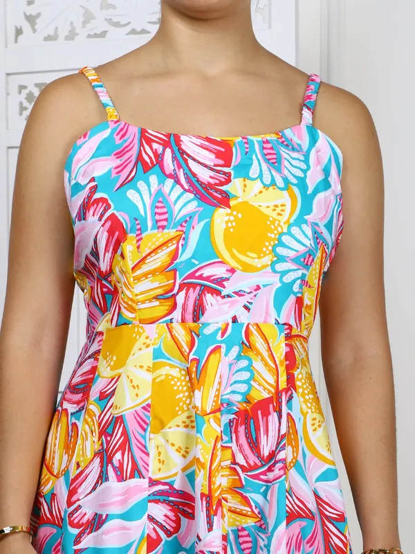 Multicolor_Tropical_Print_Cotton_Maxi_Dress_For_Women
