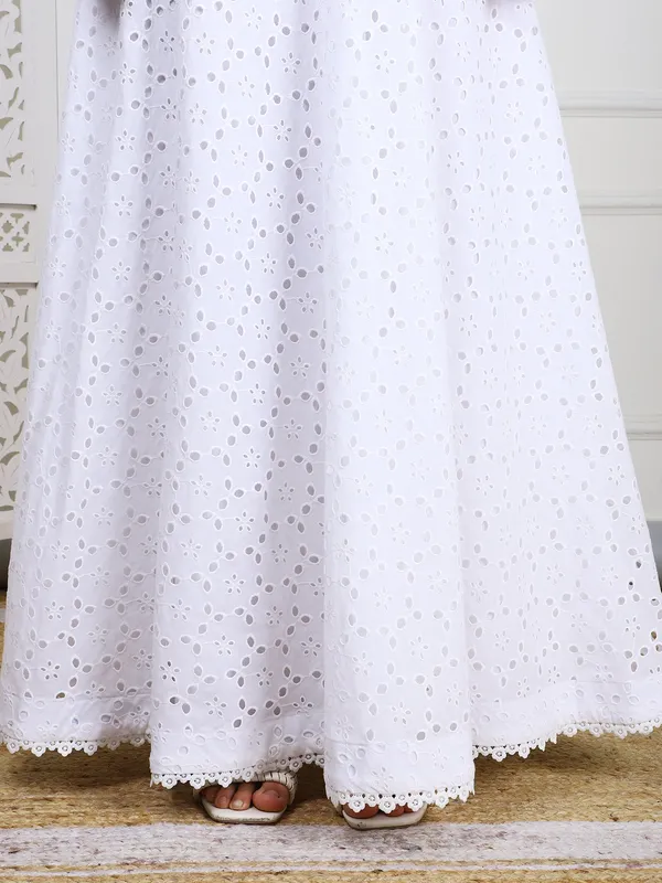 White_Cotton_Eyelet_Crop_Top_Skirt_Set_Elegant_Embroidered_Casual_Outfit_For_Women