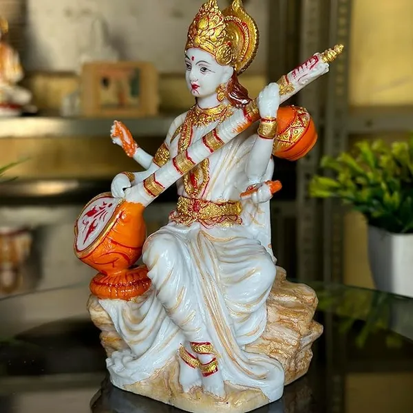 Handicraft_Saraswati_Maa_Murti_For_Pooja_Room_Home_Office_Goddess_Saraswati_Figurines_Sculpture_Idol_6_X_3_5_Inch_Beige
