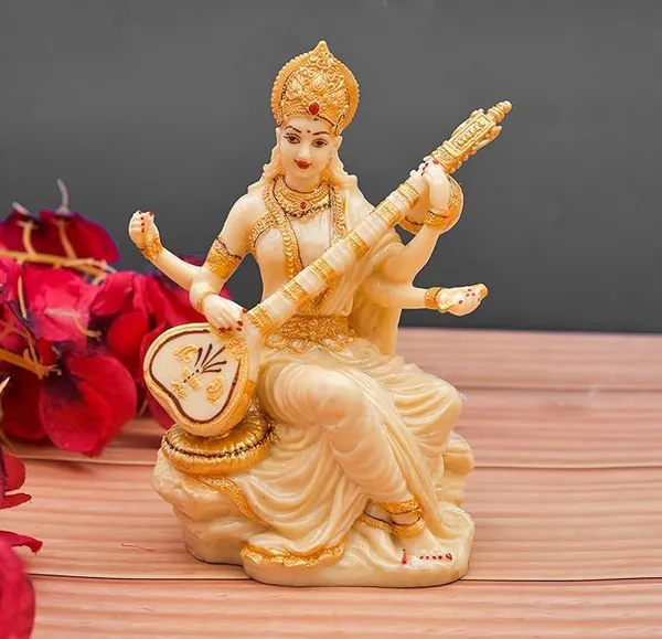 Polyresin_Saraswati_Maa_Murti_Statue_For_Pooja_Room_Home_Office_Decor_Goddess_Saraswati_Figurines_Sculpture_Idol_7X4_Inch