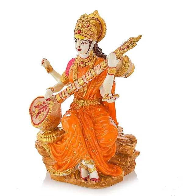 Polyresin_Saraswati_Idol_Statue_Saraswati_Maa_Figurine_Sclupture_Showpiece_For_Home_Office_Decor_Size_6X3_Inch_Yellow