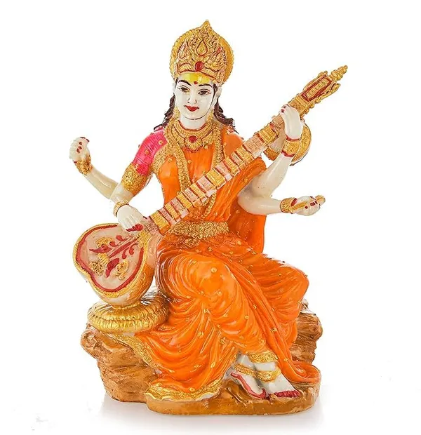 Polyresin_Saraswati_Idol_Statue_Saraswati_Maa_Figurine_Sclupture_Showpiece_For_Home_Office_Decor_Size_6X3_Inch_Yellow