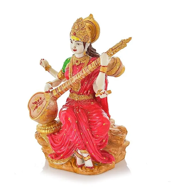 Polyresin_Saraswati_Idol_Statue_Saraswati_Maa_Figurine_Sclupture_Showpiece_For_Home_Office_Decor_Size_6X3_Inch_Pink