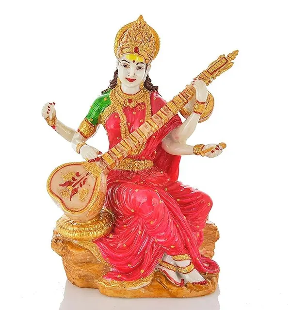 Polyresin_Saraswati_Idol_Statue_Saraswati_Maa_Figurine_Sclupture_Showpiece_For_Home_Office_Decor_Size_6X3_Inch_Pink