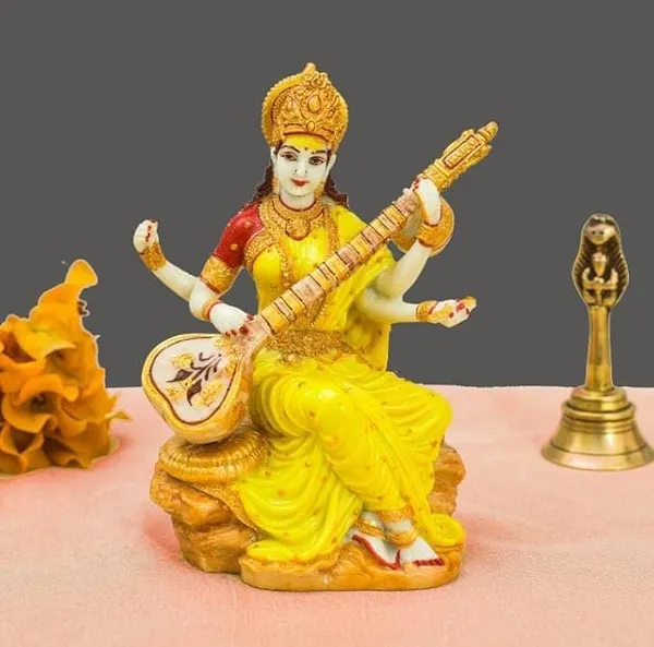 Handicraft_Polyresin_Saraswati_Ji_Murti_For_Pooja_Room_Saraswati_Maa_Figurines_Sculpture_Idol_Vasant_Panchami_Dol_6_X_4_Inches_Yellow_Swarsati_Ji_Yellow_24