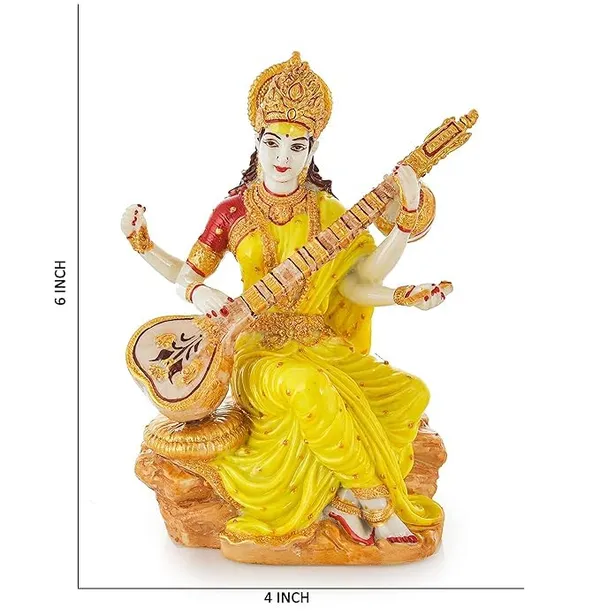 Handicraft_Polyresin_Saraswati_Ji_Murti_For_Pooja_Room_Saraswati_Maa_Figurines_Sculpture_Idol_Vasant_Panchami_Dol_6_X_4_Inches_Yellow_Swarsati_Ji_Yellow_24