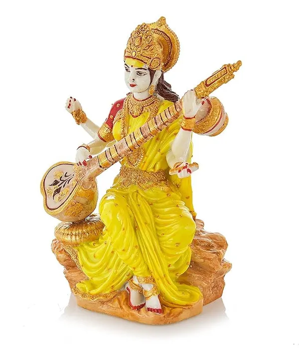 Handicraft_Polyresin_Saraswati_Ji_Murti_For_Pooja_Room_Saraswati_Maa_Figurines_Sculpture_Idol_Vasant_Panchami_Dol_6_X_4_Inches_Yellow_Swarsati_Ji_Yellow_24